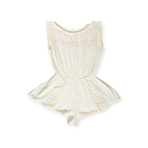 Jen's Pirate Booty SZ S Cream Romper Doubles Gauze Cotton - Picture 4 of 10